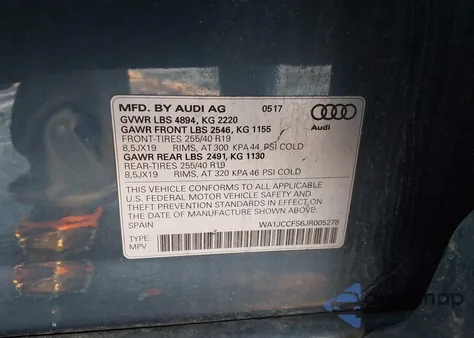 2018 Audi Q3 2.0T Premium/2.0T Sport Premium z USA, uszkodzony, nr VIN WA1JCCFS6JR005278